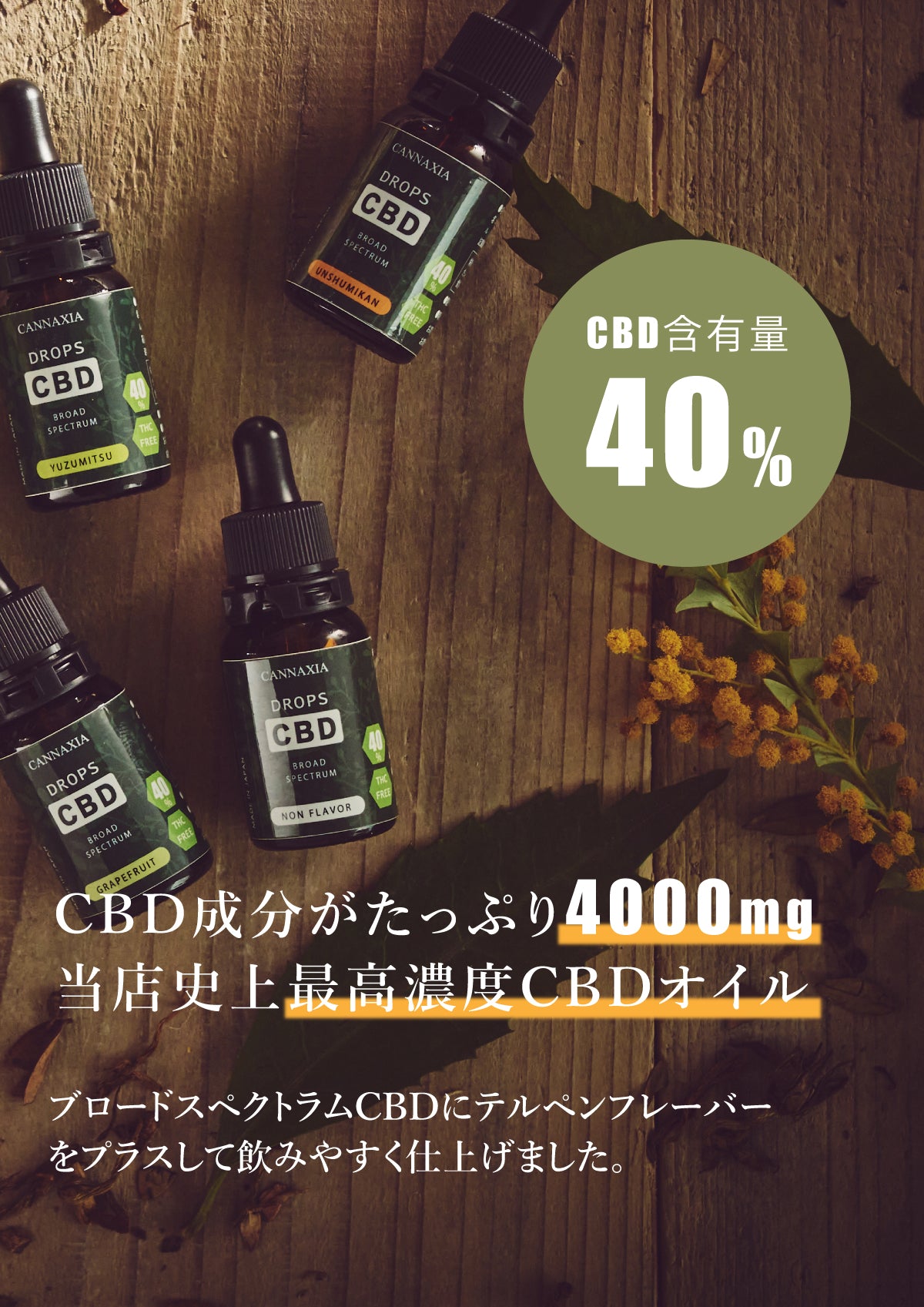 CANNAXIA カンナシア CBDオイル 高濃度CBD40% 4000mg配合 容量 10ml ブロードスペクトラム 日本製