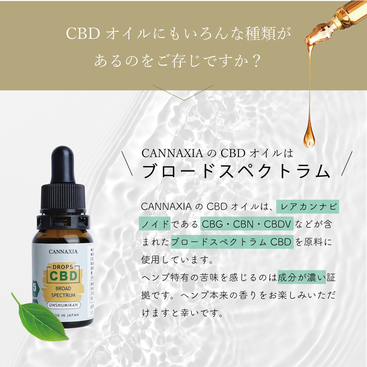 CANNAXIA カンナシア CBDオイル ブロードスペクトラム 高濃度5% 500mg配合 容量 10ml 日本製